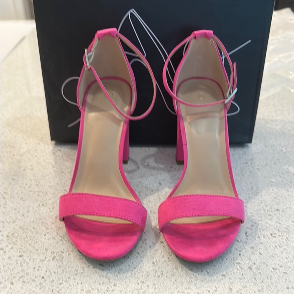Vibrant Pink Stiletto Heels with Ankle Strap